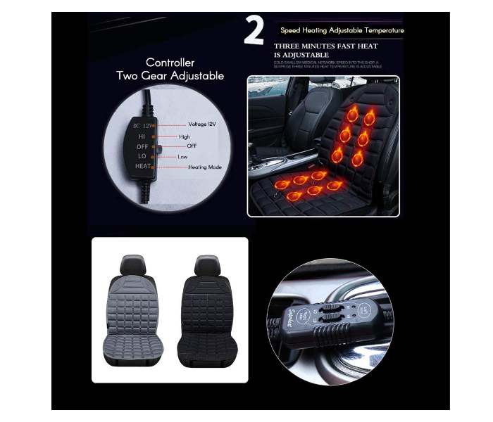 Generic 12V Car Seat Heater Cushion - Black - Zoom Image 2