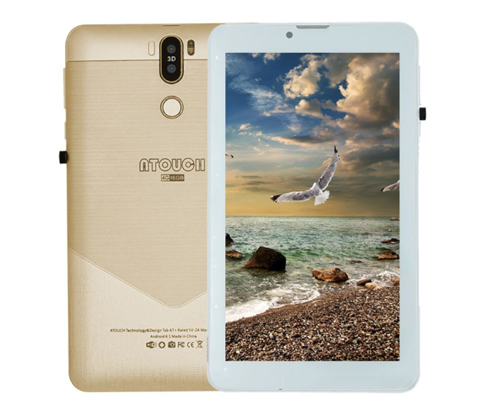 Atouch A7 Plus 7 inch 1GB RAM 16GB WiFi 4G LTE Dual SIM Android Tablet - Gold - Zoom Image 1