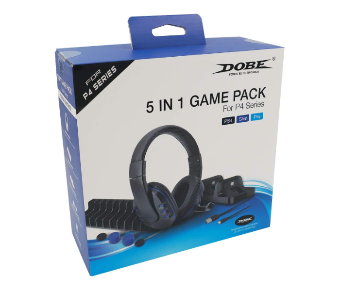 Mcbazel Dobe 5 in 1 Game Pack with Dual Charging Dock Headset with Mic for PS4 PS4 Slim PS4 Pro - Black - Zoom Image 5