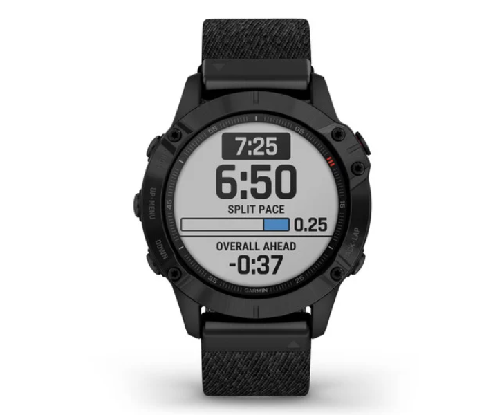 Garmin 010-02158-17 Fenix 6 Sapphire Edition Black DLC with Heathered Black Nylon Band - Zoom Image 3