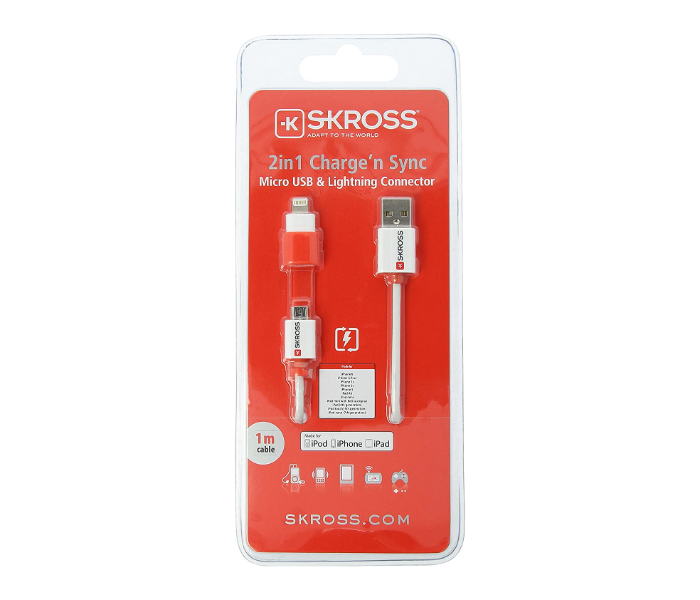 Skross 2-700202 2 in 1 Charge N Sync Micro USB Lightning Connector Cable - White - Zoom Image 4