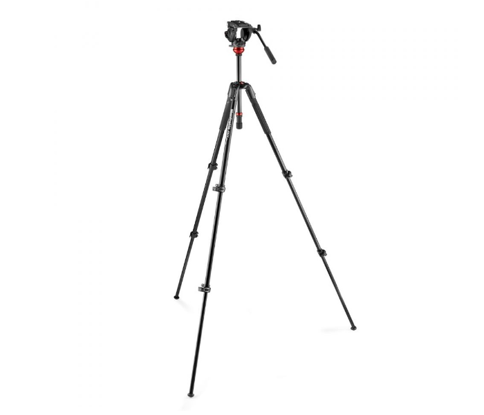 Manfrotto MVK500190XV Fluid Video Head Flat Base with 190X Video Aluminium Tripod - Black - Zoom Image 3