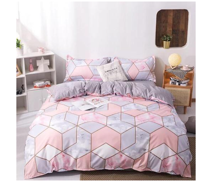 6 Pieces High Quality Cotton Double Size Bed Sheet with Quilt Cover and Pillow Case - Baby Pink - Zoom Image