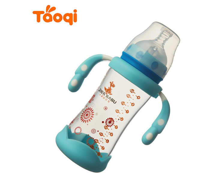 Taoqi 260ml Borosilicate Baby Feeding Glass Bottle - Blue - Zoom Image