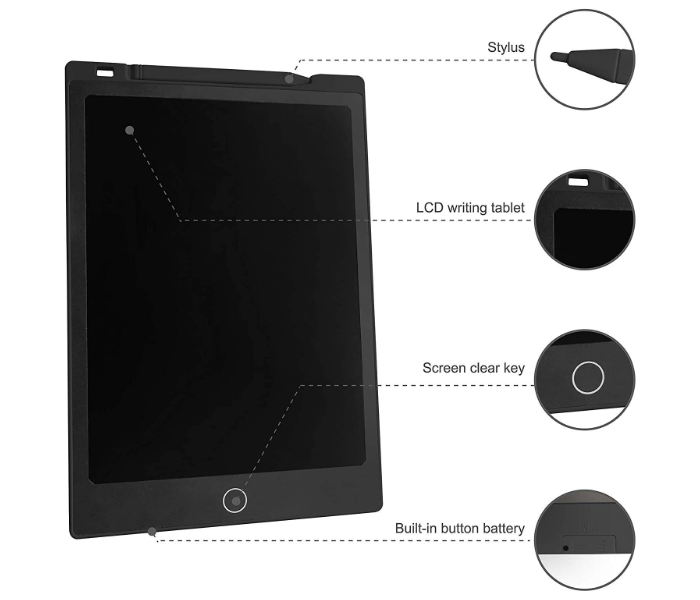 Platube LCD Portable Electronic Writing Tablet - Black  - Zoom Image 3