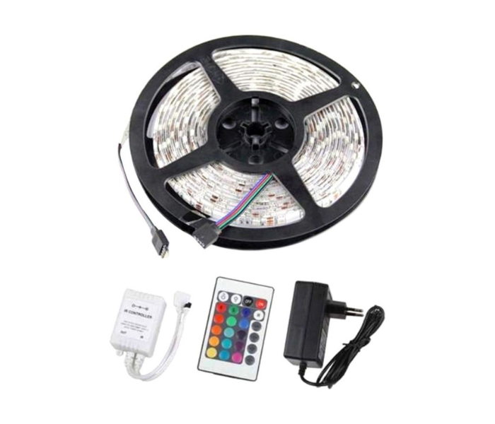 LED 5meter Strip Light With Remote Control  - White and Black - Zoom Image