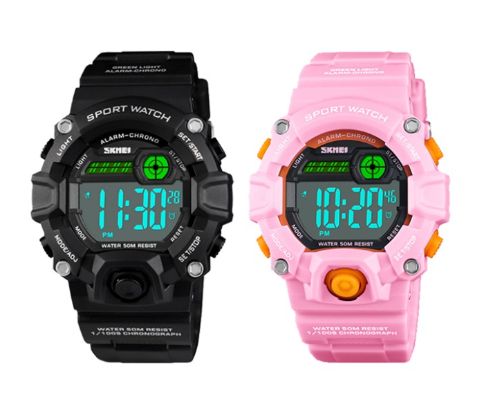 Skmei 1484 Hot Selling Kids Watch - Pink and Skmei 1484 Hot Selling Kids Watch -Black Combo Offer - Zoom Image 2