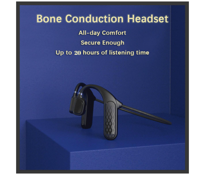 Bone Conduction Wireless Bluetooth Titanium Alloy Headphone with Microphone Sporty Design Headset - Black - Zoom Image 2