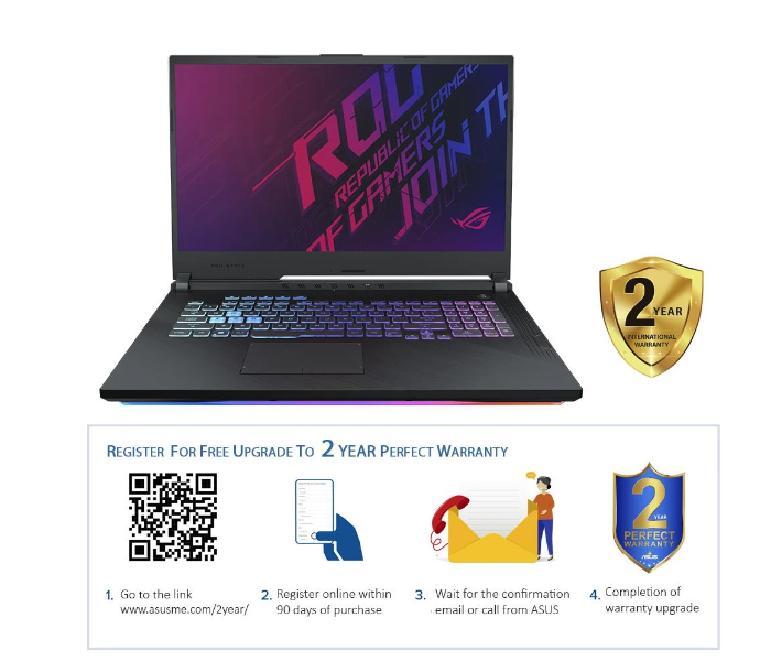 Asus Rog Strix G17 G712LW-EV002T 16GB RAM 1TB SSD 17.3 inch FHD Intel Core i7 10750H 2.60GHz 144Hz 8GB NVIDIA Geforce RTX 2070 Windows 10 Home Gaming Laptop - Black - Zoom Image 2