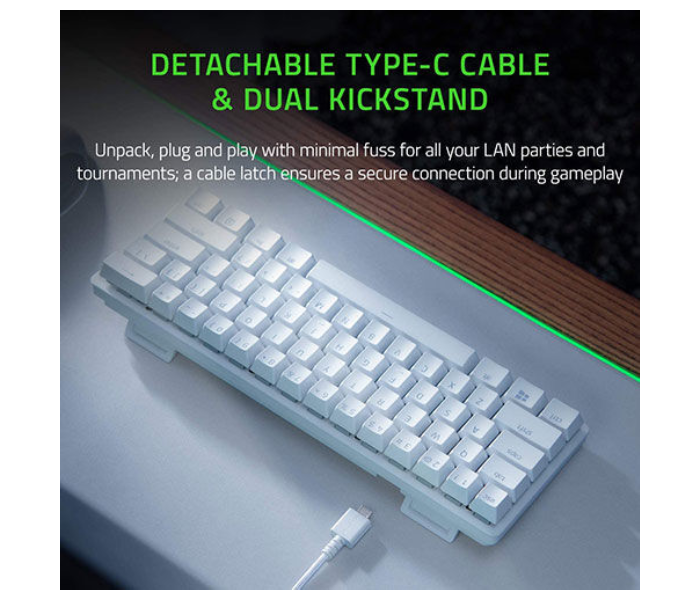 Razer Huntsman Mini Gaming PBT Chroma RGB Keyboard with Clicky Optical Switches - White - Zoom Image 4