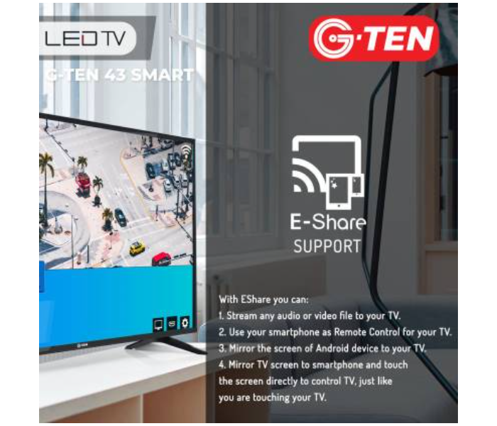 G Ten 43 Inch FHD Smart LED TV - Black - Zoom Image 3