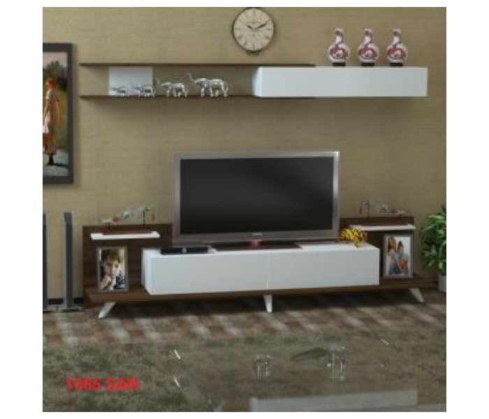 Dore TV Table - White and Brown - Zoom Image 1