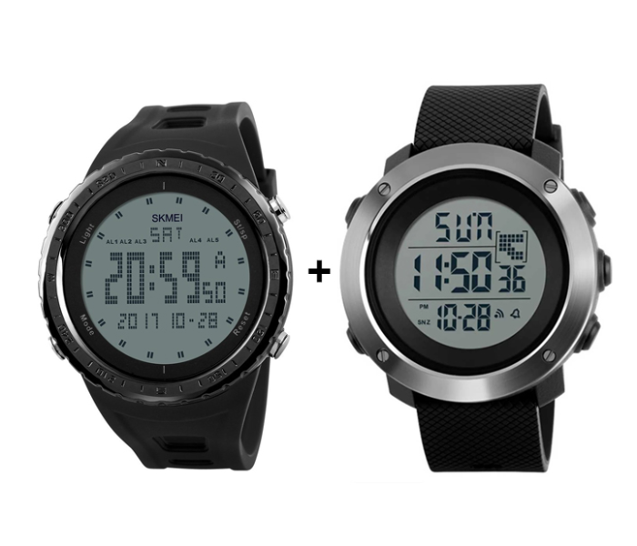 Skmei 1246 Digital Watch - Black and Skmei 1267 Digital Watch - Black Combo Offer - Zoom Image 2