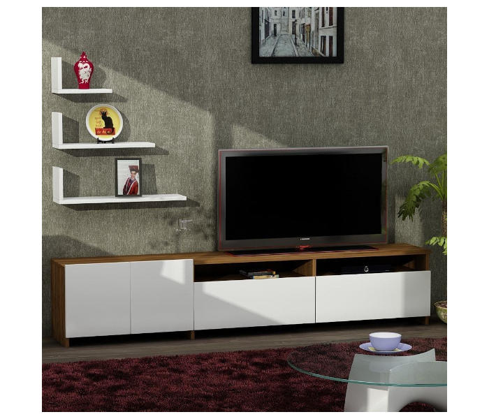 Bench Model Gelincik TV Table - White and Brown - Zoom Image 1