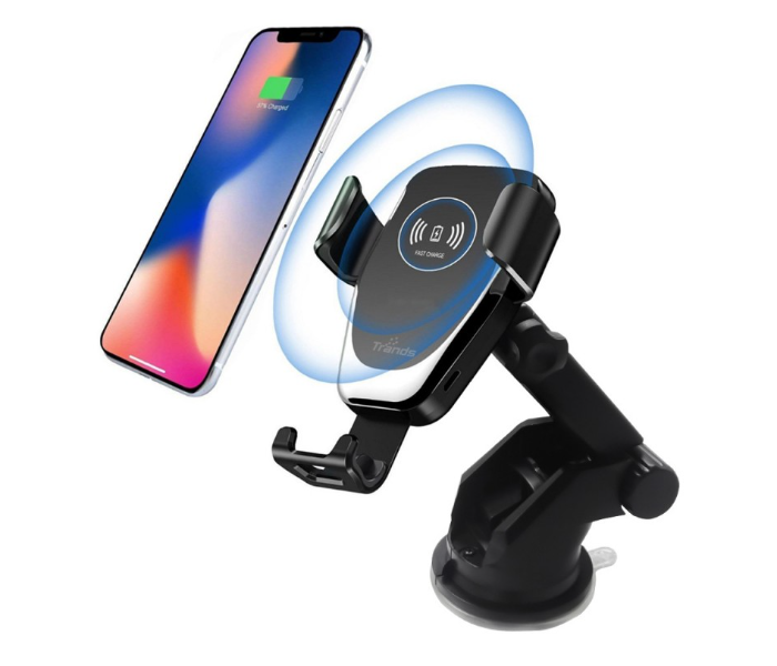 Trands TR-HO642 Automatic Clamping Wireless Car Phone Mount Charger - Black - Zoom Image 2