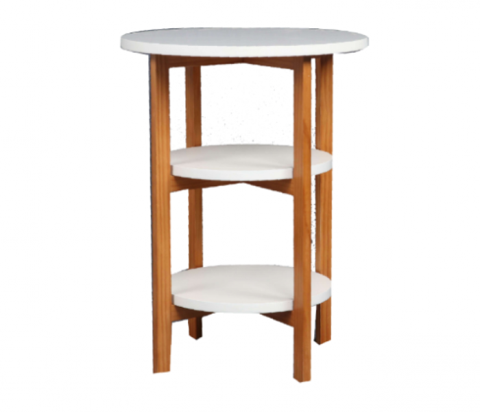 Solid Wood 3 Layer Service Table - White and Brown - Zoom Image