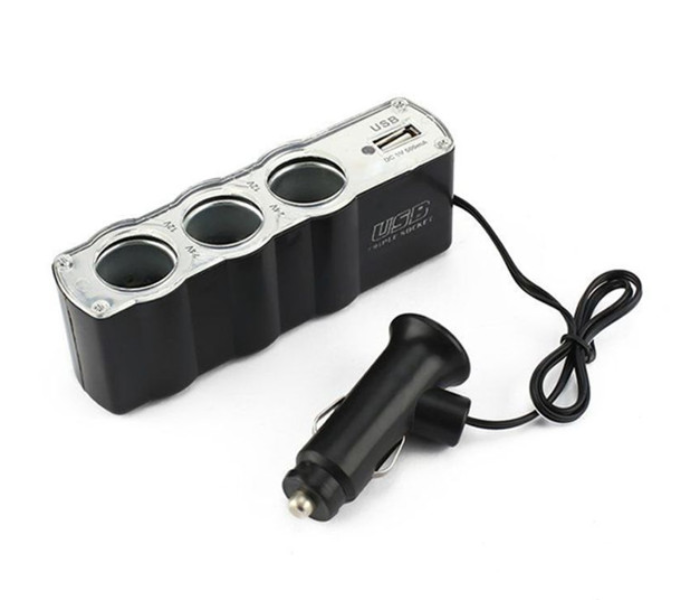 AGC Universal 3 Way Car Charger With Cigarette Lighter - Black - Zoom Image