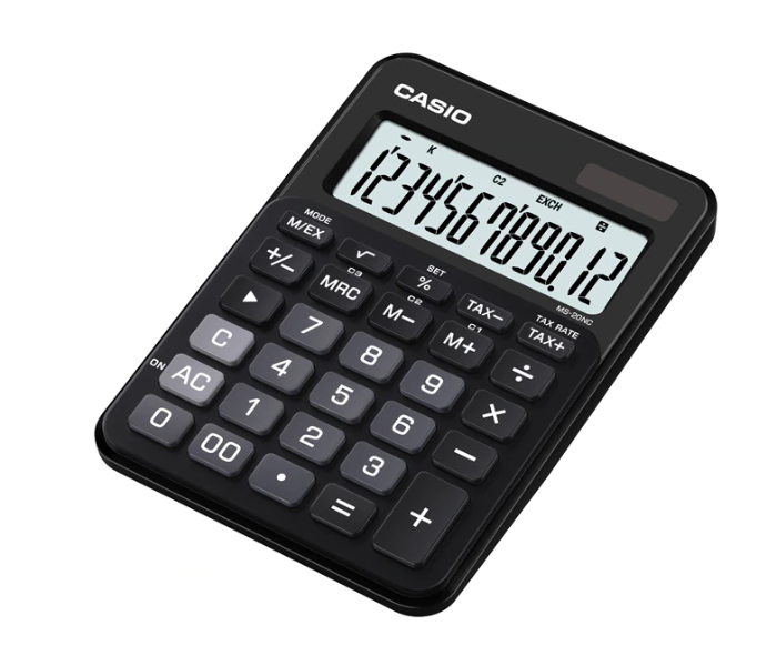 Casio MS-20NC-BK Mini Desk Type 12 Digits Calculator - Black - Zoom Image