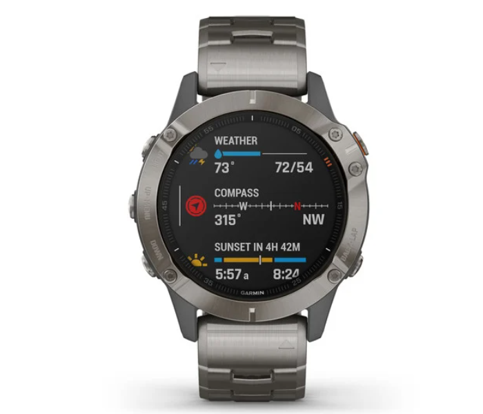 Garmin 010-02158-23 Fenix 6 Sapphire Edition Titanium with Vented Titanium Band GPS Smart Watch - Zoom Image 4