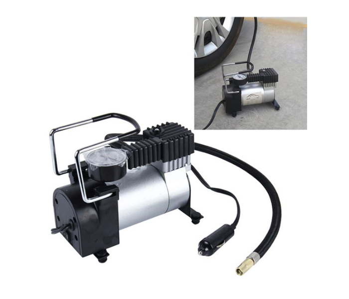 AGC Air Compressor With Pressure Gauge And 3 Nozzle Adapters - Silver and Black - Zoom Image