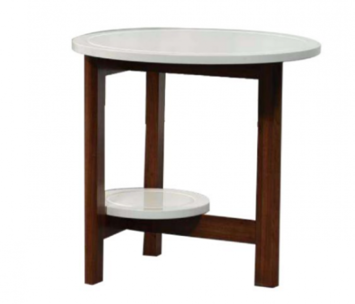 Solid Wood End Service Table - White and Brown - Zoom Image