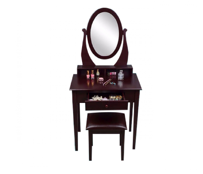 Stylish Hairdo Dressing Table with Mirror - Brown - Zoom Image