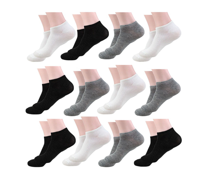 Pack Of 12 Plain Cotton Ankle Socks  - Zoom Image