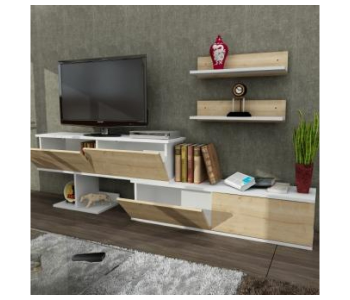 Maximus Movable TV Table - White and Beige - Zoom Image 3