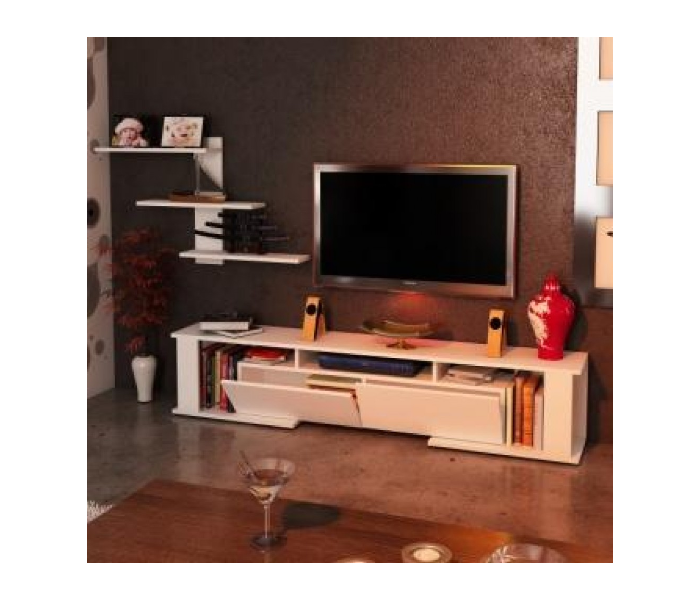 Wood TV Table - White - Zoom Image 2