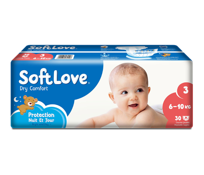 Soft Love 30 Pieces 6-10Kg Dry Comfort Baby Diaper Medium - Zoom Image