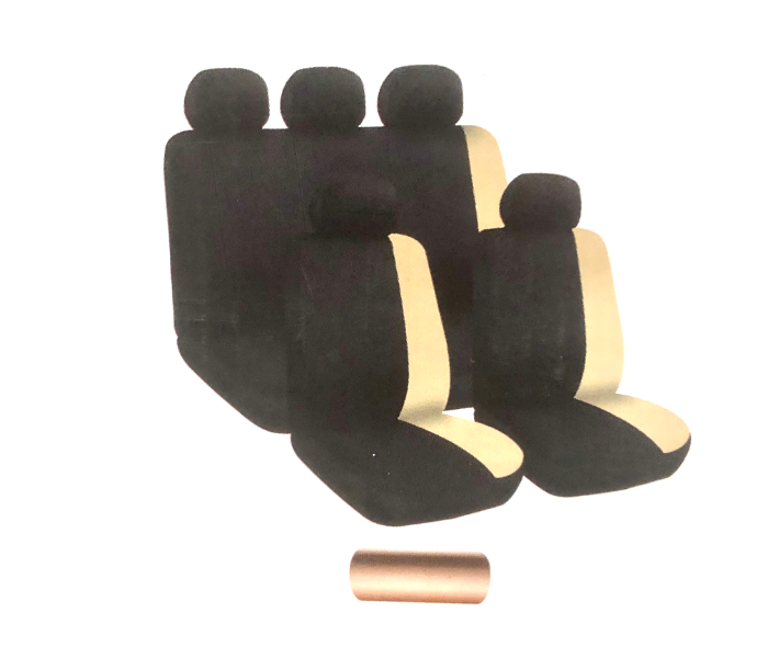 3XR 11 Piece Seat Cover Full Set For Sedan - Black and Beige - Zoom Image 1