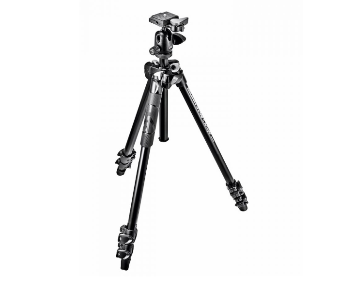 Manfrotto MK290LTA3-BH 290 Light Aluminium 3 Section Tripod Kit with 494RC2 Ball Head - Black - Zoom Image 1