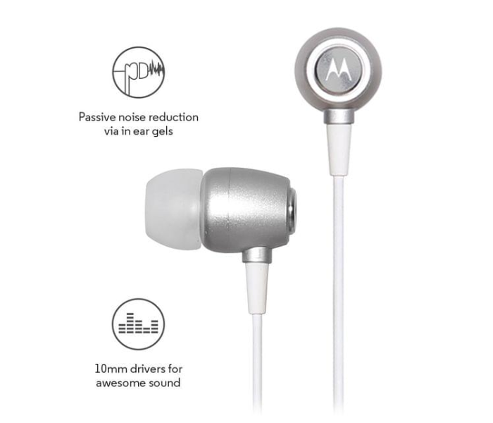 Motorola Metal Earbuds In-Ear Headset- Silver - Zoom Image 3