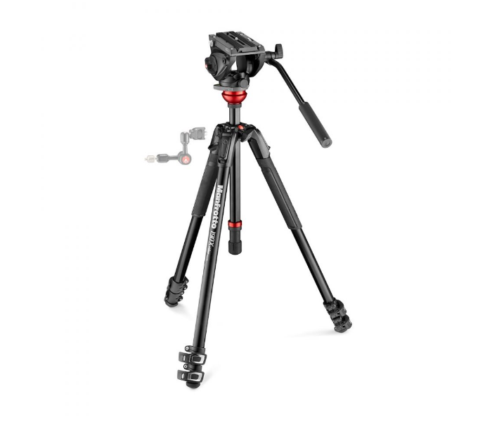 Manfrotto MVK500190XV Fluid Video Head Flat Base with 190X Video Aluminium Tripod - Black - Zoom Image 2