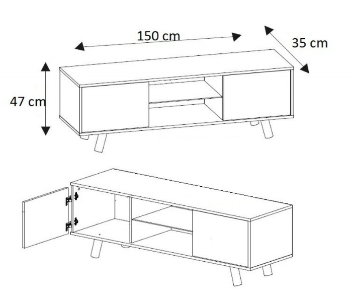 Pronto Lighting Model TV Table - White - Zoom Image 2