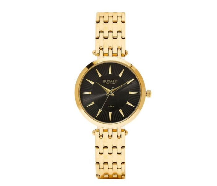 Royale Executive RE073C Metal Analog Quartz Watch For Women - Gold and Black - Zoom Image