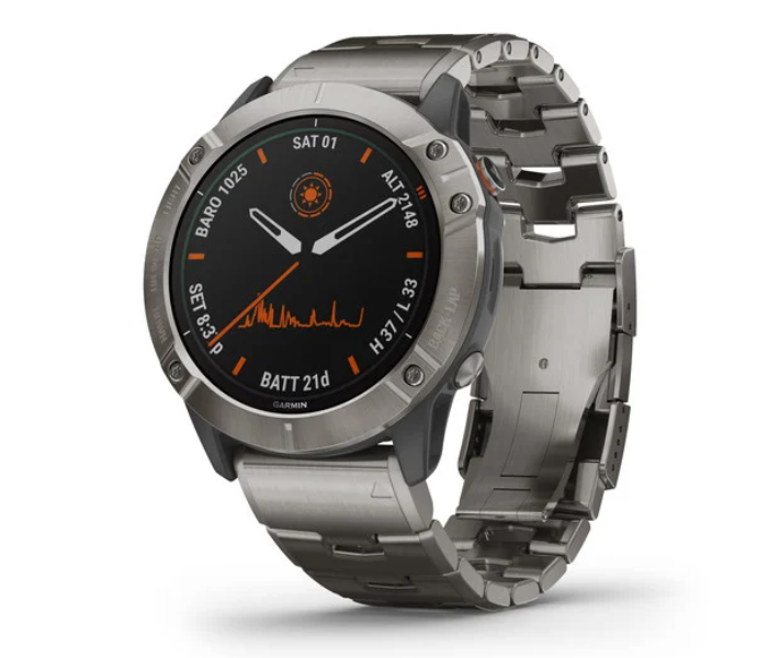 Garmin 010-02157-24 Fenix 6X Pro Edition Solar Titanium with Vented Titanium Bracelet - Zoom Image 1