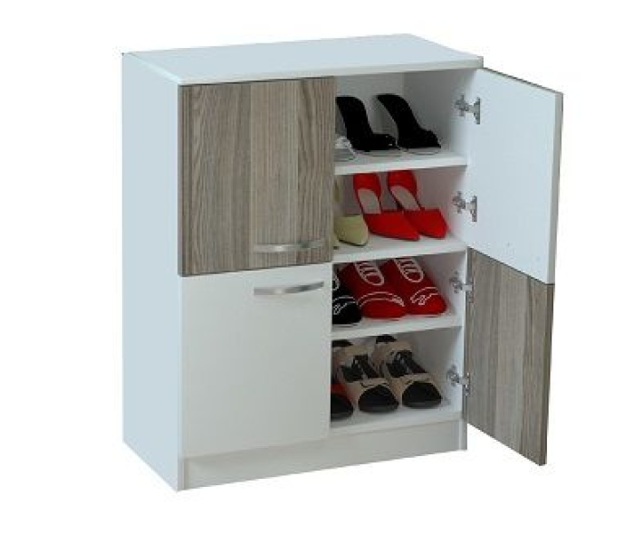 Mini Shoe Rack Cabinet - White and Brown - Zoom Image 1