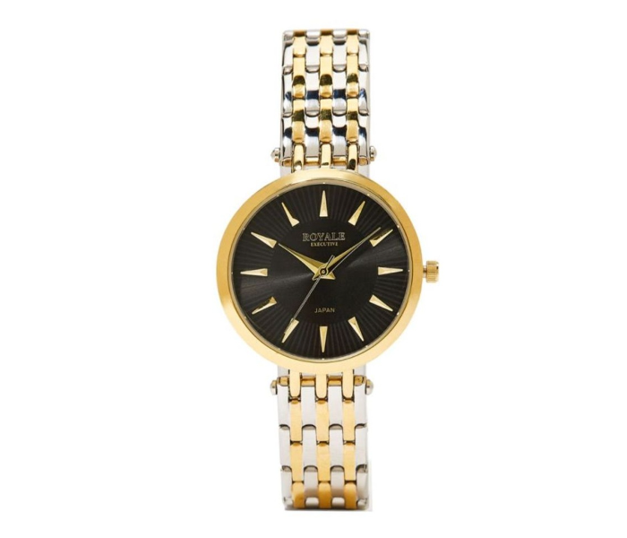 Royale Executive RE073G Metal Analog Quartz Watch For Women - Gold and Black - Zoom Image