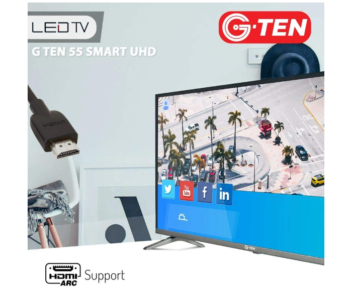 G Ten 55 Inch UHD Smart LED TV - Black - Zoom Image 4