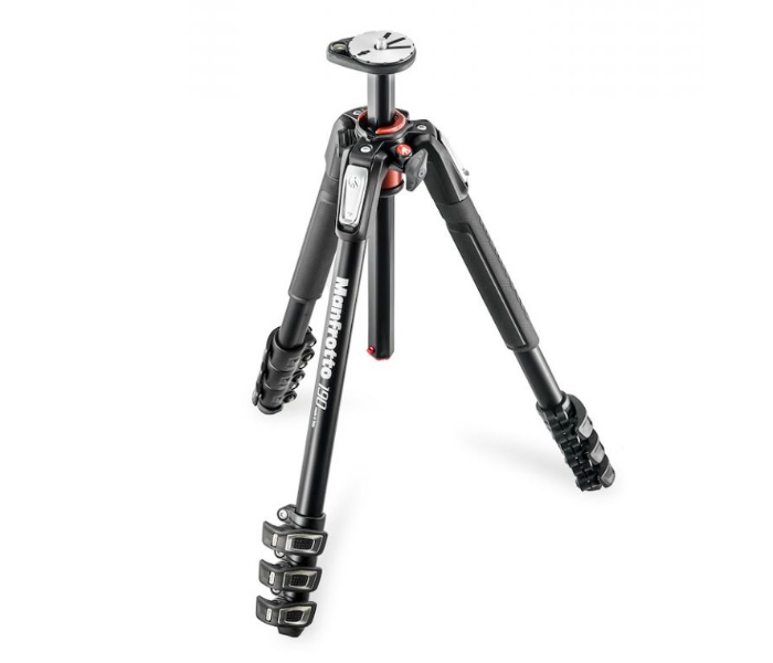 Manfrotto MT190XPRO4 Aluminium 4 Section Camera Tripod with Horizontal Column - Black - Zoom Image 1