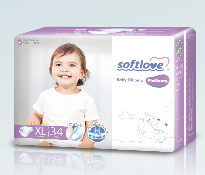 Soft Love 34 Pieces 12-17Kg Platinum Baby Diaper Extra Large - Zoom Image