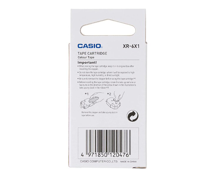 Casio XR-6X1 6mm Black on Transparent Color Tape for Label Printer - Zoom Image 2