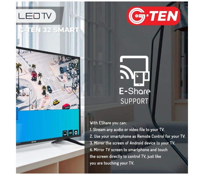 G Ten 32 Inch HD Smart LED TV - Black - Zoom Image 3