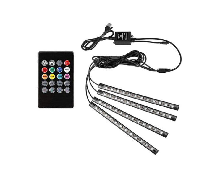 4 Piece 16 Color RGB LED Interior Strip Light with Remote - Zoom Image