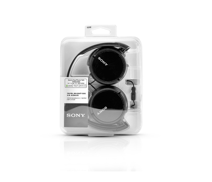 Sony MDR-ZX110AP Wired On-Ear Headphones With Tangle Free Cable 3.5mm Jack Headset With Mic For Phone Calls - Black - Zoom Image 5