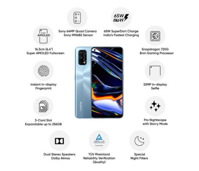 Realme 7 Pro 8GB RAM 128GB - Mirror Silver - Zoom Image 2