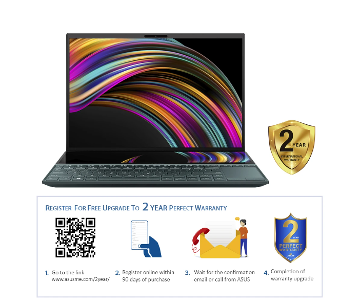 Asus Zenbook UX481FL-BM021T 16GB RAM 1TB SSD 14 Inch 12.6 Inch Screen Pad Intel Core i7-10510U NVIDIA GeForce Graphics Windows 10 Home - Blue - Zoom Image 2