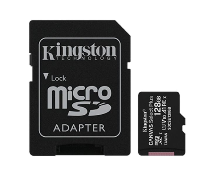 Kingston SDCS128GB 128GB Canvas Select Plus microSD Card with Adapter - Black - Zoom Image 1