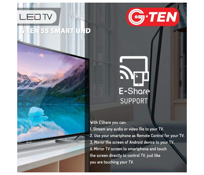 G Ten 55 Inch UHD Smart LED TV - Black - Zoom Image 3